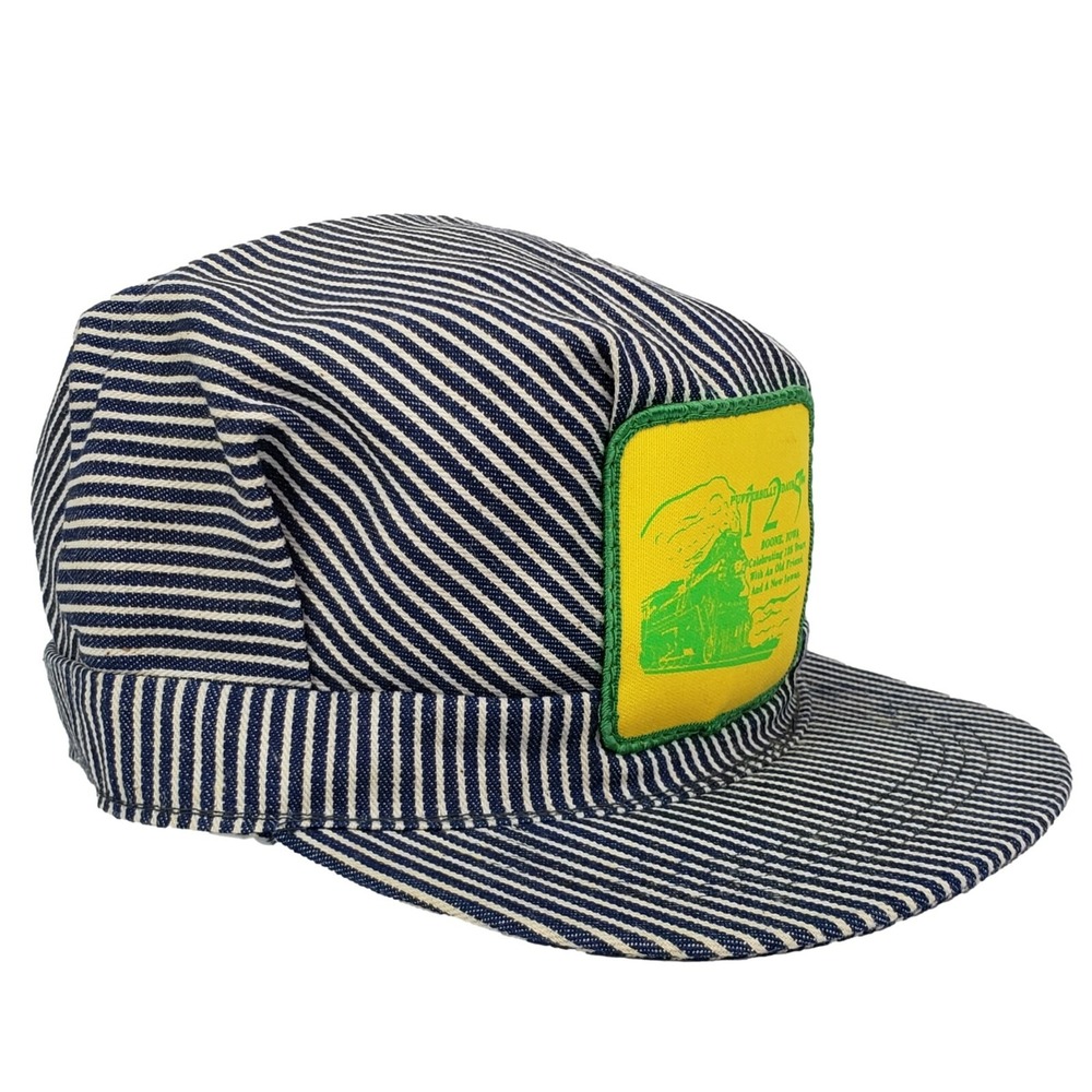 Pufferbelly Days Train Hat - Vintage 90s Denim Conductor Cap Patch Snapback‎ USA - Picture 3 of 8